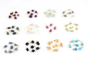Connecteur de pierres précieuses émeraude naturelles, 50 pièces, connecteurs de haute qualité en or et en argent pour la fabrication de bijoux - Product Image 6