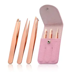 Vetus Chuyên Nghiệp Nghiêng Tip Eyebrow Tweezer Tùy Chỉnh Lady Thiết Kế Thép Không Gỉ Nghiêng Tip Set Trường Hợp Lông Mày Nhíp