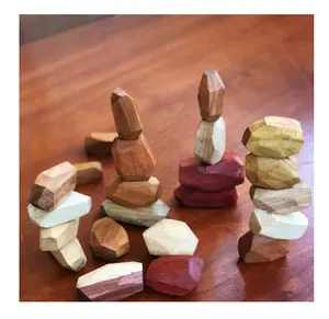 Tumi shi木材平衡石为孩子用木头堆叠块木制平衡游戏益智玩具幼儿