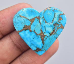 ChineseTurquoise <b>Heart</b> Cabochon Wholesale Turquoise <b>Heart</b> <b>Shape</b> Gemstone Chinese Mohave Turquoise Cabochon With Copper Gemstone - Product Image 1