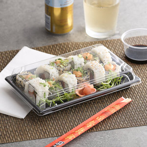 Factory Wholesale Boxes Tray Plates Plastic Packaging Manufacturer Black Takeaway Sushi Box