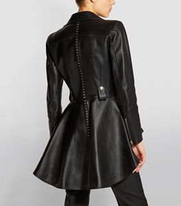 Veste de motard en cuir véritable de mouton noir, pour femmes, taille peplum, disponible en toutes les couleurs, faite au Pakistan - Product Image 5
