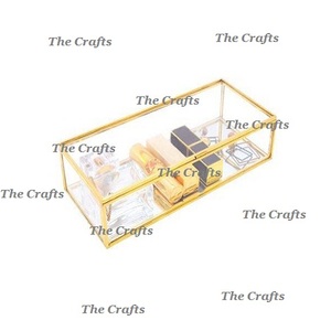Boîte à bijoux rectangulaire en métal et verre de forme avec boîte à bijoux décorative de table de taille personnalisée de qualité supérieure - Product Image 1