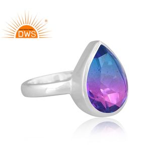 925 argent Sterling fin naturel Bio Tourmaline Doublet Quartz pierres précieuses bague empilable fabricant de bijoux - Product Image 3