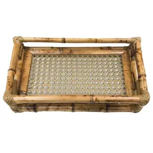 Bamboo serving tray for home decor, Mesh bamboo tray with sturdy tube in Vietnam Wholesale