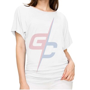 Top Dolman solide à manches courtes et col bateau pour femmes avec fournisseur de fronces latérales - Product Image 5