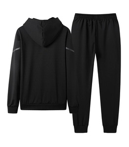 New Styles Trending Men's Front Zip <b>Up</b> Enclosure Zip Pocket Pant Hooded Track Suit Zipper Drawstring Hoodie Sweat Suit With Hood - Product Image 6