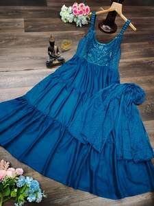 ชุดรูปแบบ Reyon Tier Premium พร้อมกระจกฟอยล์สวยงาม,ใช้กับ Yoke Nazmeen Dupptta กับการพิมพ์สีทองสำหรับผู้หญิง - Product Image 6