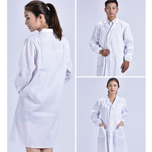 Bata de laboratorio de manga larga Unisex, camisa blanca con cuello de solapa con muescas y botón, uniforme médico de enfermería, Túnica - Product Image 3