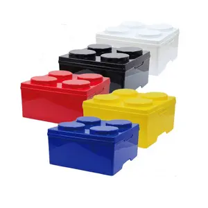 Großhandel schwarz storage box 10 liter-Lego Style Building Block Stapelbare Aufbewahrung sbox 15 Liter Spielzeug kiste Flach 4-Kreis Made in Taiwan