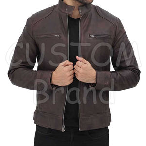 Unisex City Motorcycle Leather <b>Jacket</b> with Stand Collar GLOVES <b>Long</b> Sleeves Zipper Windproof Wholesale Quality with Front Logo - Product Image 3