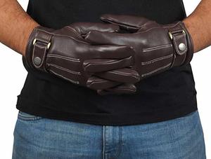 Guantes de piel de oveja para hombre, guantes de conducción de cuero - Product Image 3