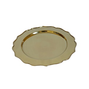 Bordure festonnée en laiton chaud brillant plaque de chargeur ronde polonaise luxe Offre Spéciale martelé brillant polonais Sq. Plateau rectangulaire/rond - Product Image 1