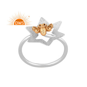 Anillo de Plata de Ley 925 con Baño de Oro y Diseño de Abeja, Tendencia 2026, para Mujer, Fabricante de Joyería de Plata - Product Image 1