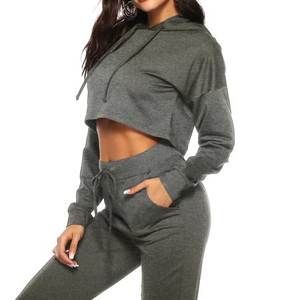 Sweat-shirt à capuche de haute qualité personnalisé OEM pour femmes Sports Gym Fitness Respirant Ensemble de survêtement 2 pièces - Product Image 1