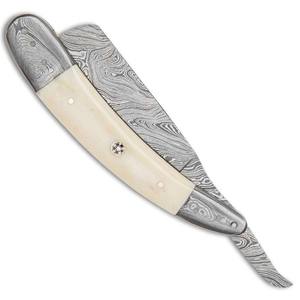 6 \ "hoja de acero de Damasco Barbero maquinilla de afeitar mango de plástico Acero inoxidable afeitado corte de pelo maquinilla de afeitar CE aprobado herramienta de belleza agarre de goma - Product Image 4