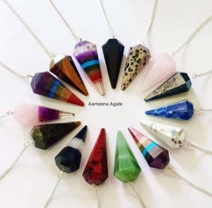 Meilleure qualité cristaux naturels rouge or pierre radiesthésie cône pendules pour Reiki guérison gros cristal pendule à vendre - Product Image 2