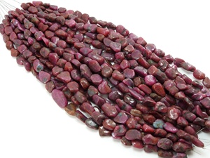 Piedras Preciosas de Rubí Lisas, Forma Irregular, Perforación Cruzada, Certificadas por Terceros, para Joyería, Hechas a Mano, 8 Pulgadas, 15 a 5 mm - Product Image 3