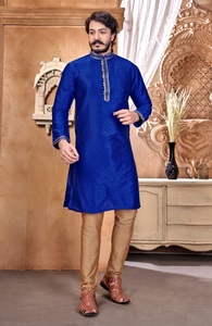 Bayram özel etnik giyim hint geleneksel wearJacquard nakış çalıştı Punjabi Kurta pijama erkek düğün <span class=keywords><strong>Sherwani</strong></span> - Product Image 5