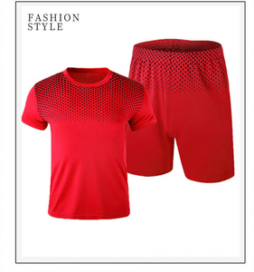 Conjuntos de pantalones cortos personalizados para hombre, camiseta de manga corta para fitness, conjunto de ropa de dos piezas para correr, venta al por mayor de fábrica - Product Image 4