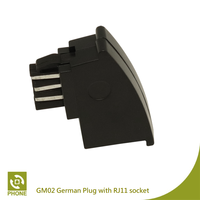 Connecteur allemand RJ11 6P2C en ABS noir, certifié RoHS, modèle de conversion de données GM02 pour équipement de télécommunication