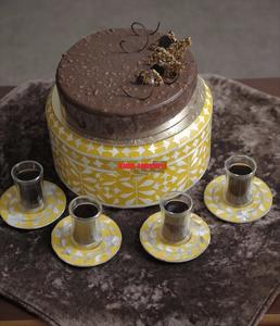 Posavasos de resina con incrustaciones de perlas para decoración de pasteles, posavasos de madera para decoración de Ramadán - Product Image 1