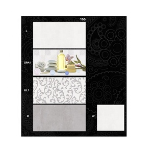 High Gloss Digital Stripe White Blue Flower Pattern Ceramic Wall Tiles for Kitchen Bathroom Dinning <b>Room</b> - Product Image 3