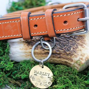Padded Dog <b>Collar</b> - Genuine Leather - Brown/Tan Leather <b>Collar</b> - <b>Pet</b> Gift - Soft Dog <b>Collar</b> - H - Product Image 1
