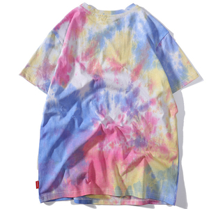 Camiseta de manga corta con cuello redondo cruzado para mujer, ropa holgada informal con estampado tie dye de Primavera/Verano, talla grande - Product Image 2