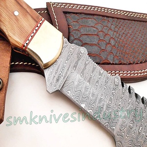 Hecho a mano de acero de Damasco de caza rastreador cuchillo hermosa vaca mango de madera cuchillo (smk1702) - Product Image 3
