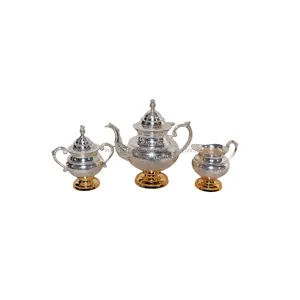 HAND GESCHNITZTES METALL-TEAPOT-KAFFEE-KESSEL-SET MIT 3 HOHEN QUALITÄT UND BESTEN HERSTELLUNG IM GANZEN VERKAUFS PREIS TOP-VERKAUF METALL KETTLE