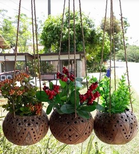 Eco-friendly Coconut Shell Planter Vietnam Export Flowerpot Product <b>for</b> Garden Decor - Product Image 5