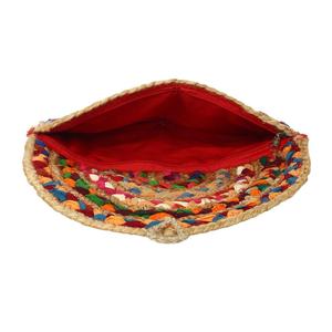 Cartera de mano hecha a mano de yute para compras en línea con pompón de borla de la India para mujeres, moda en venta al por mayor GF-C20191 - Product Image 4