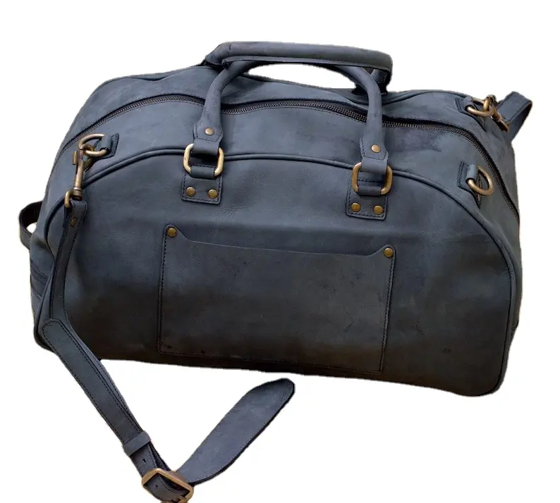 Outdoor Waterproof Large Genuine Leather Travel Gym Duffel Bag Custom Logo Sports Premium Weekender Duffel Bag