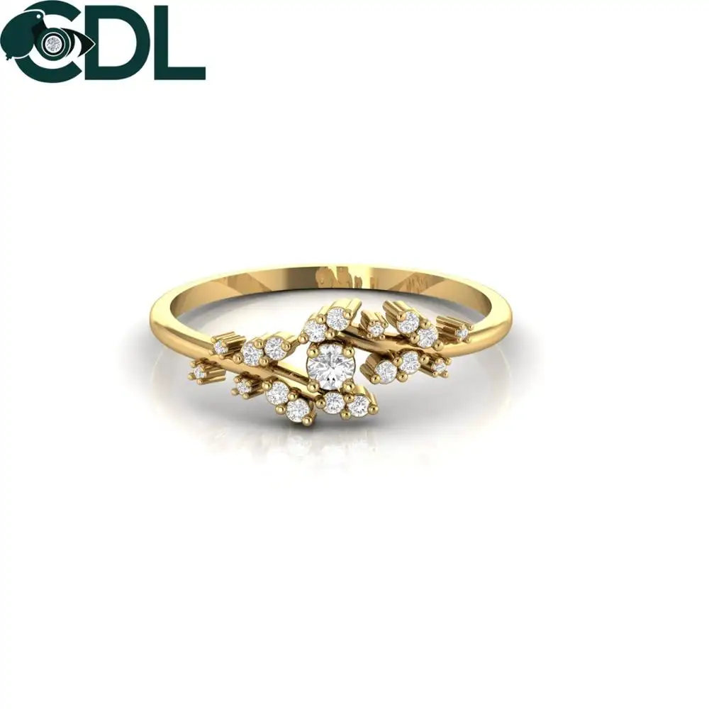 Bague de Cocktail en or massif, diamant naturel, minimaliste, pour femmes, bijoux fins, anniversaire, 14kt