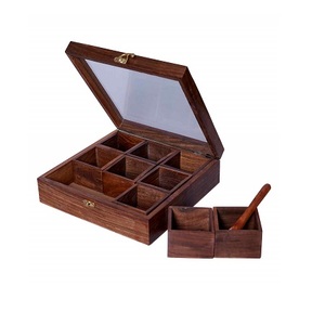 กล่องเก็บเครื่องเทศทำจากไม้ทรงกลม Masala Dabba สำหรับบ้านโรงแรมและร้านอาหารดีไซน์ล่าสุด - Product Image 6