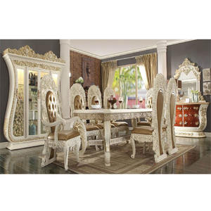 Royal Palace ชุดทานอาหารที่บ้านไม้สัก,ชุดแกะสลักห้องอาหารสไตล์รอยัลคิงหรูหรา8ที่นั่งเฟอร์นิเจอร์ภายในบ้านห้องอาหาร - Product Image 1