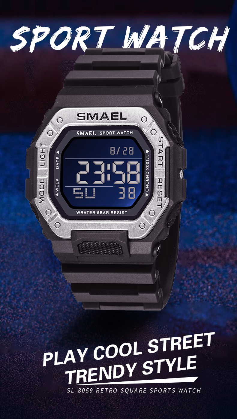 Best selling digital watch for kids colorful SMAEL 8059 fashion water resistance sport watch children