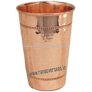 Vasos Largos de Vidrio de Cobre Tradicionales Hechos a Mano con Patrón Martillado, Ideales para el Hogar, Hoteles, Restaurantes y Uso Diario - Product Image 1