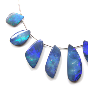 Perles de double opale australienne naturelle, formes fantaisie 14x6mm et 29x11mm, faites à la main, perles de pierre de haute qualité pour la fabrication de bijoux, enfilées - Product Image 1