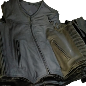 Best Selling Cowhide Leather Zipper Vest Customized Logo Print <b>Sheepskin</b> Leather Vests Tank Top Male - Product Image 5