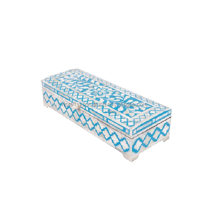 Incrustación de hueso decorativa, caja Rectangular hecha a mano, de diamantes con incrustaciones de hueso a precio asequible - Product Image 1