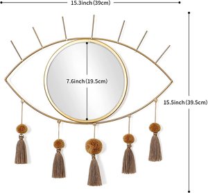 Gương Treo Tường Kiểu Mắt Boho Gương Kim Loại Hình Mắt Quỷ Trang Trí Gương Vàng Với Tua Rua Nghệ Thuật Treo Tường Tuyệt Vời Cho Phòng Tắm Phòng Ngủ Phòng Khách - Product Image 3
