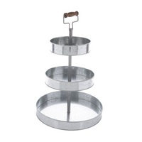 Support à gâteau galvanisé de haute qualité à 3 niveaux, design moderne, avec poignée en bois, pour cupcakes et desserts, au meilleur prix