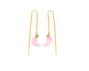 Multi piedra preciosa con forma de luna chapada en oro Nuevo diseño Joyería Regalo de moda para su conjunto de aretes de aro - Product Image 4