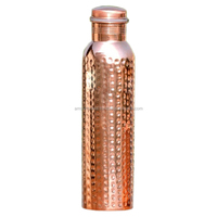 Bouteille d'eau en cuivre pur avec finition martelée, pour boire directement, écologique, pour les fêtes et l'usage quotidien, pour les bienfaits pour la santé, avec couvercle