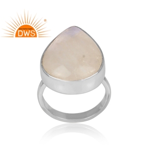 Solid 925 Sterling Fine Silver <b>Ring</b> Jewelry Manufacturer Pear Cut Rainbow <b>Moon</b> Stone Gemstone <b>Ring</b> Jewelry - Product Image 2