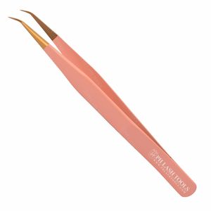 Eyelash Extension Tweezer Volume Str Angle 6mm 45deg Tip Gold and Orange with Your Company Logo Private Label, Eyelash Tweezer - Product Image 2