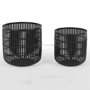 Set of 2 <b>Black</b> Bamboo <b>Storage</b> <b>Basket</b> for Home Wholesale - Product Image 2
