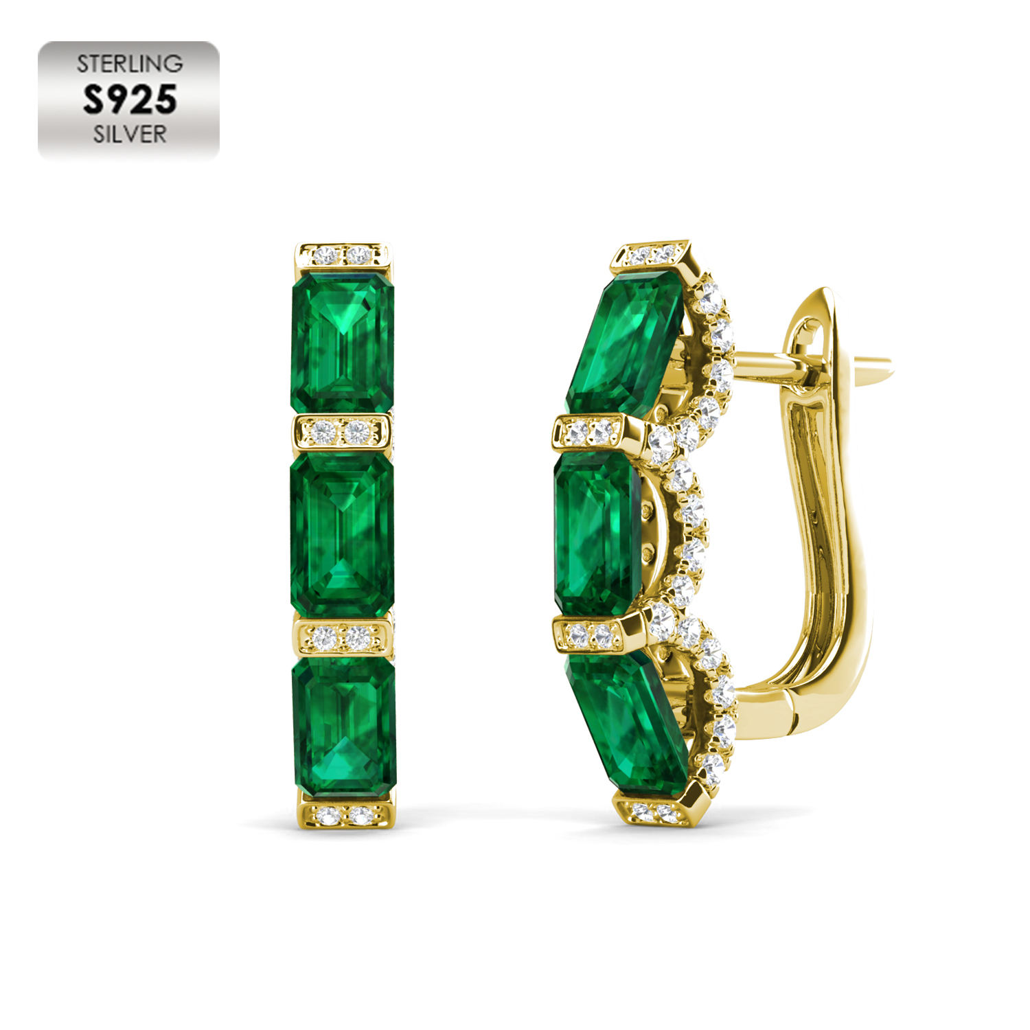 925 Plata 18K Oro amarillo plateado Pendientes de alta calidad